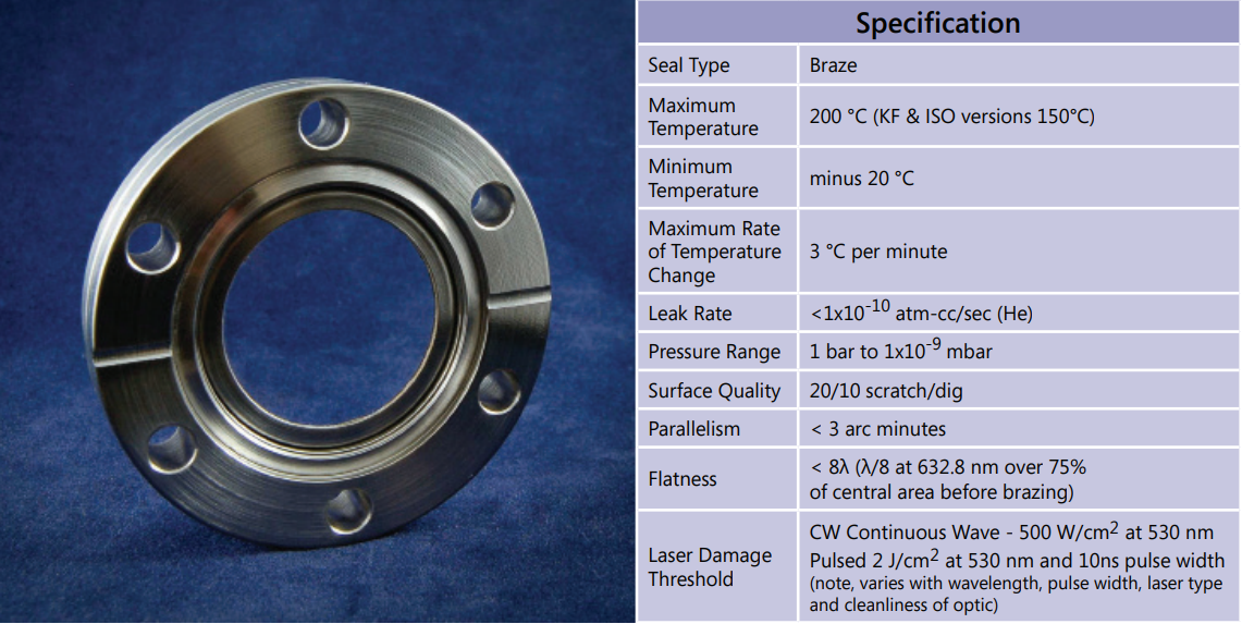 Fused Silica Zero Length Viewports - Beijing Super Q